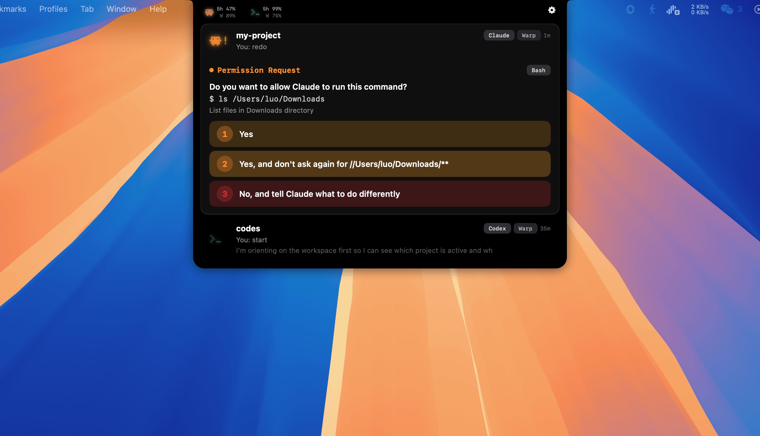 Coder Island permission request card